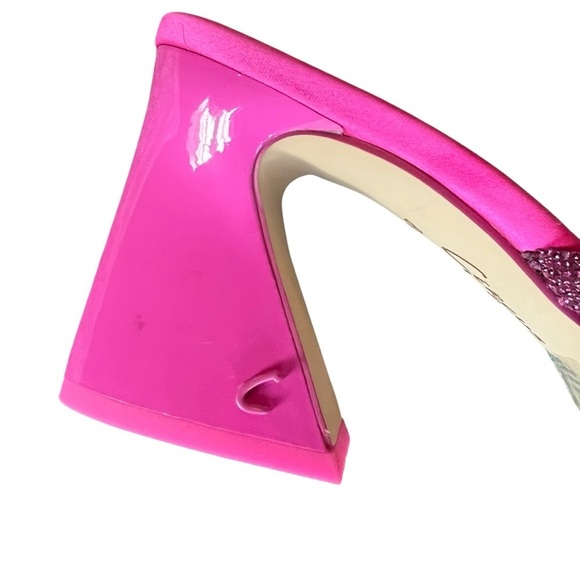 Circus NY by Sam Edelman Heddie Strappy Rhinestone Flare Heel Mules Pink SZ 8.5 - Picture 7 of 7
